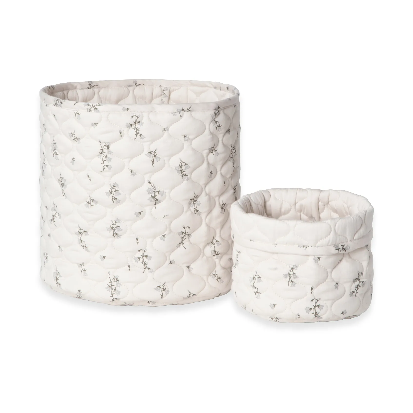 Bluebell satin quiltad korg 2 delar, 20xØ20 cm + 30xØ30 cm Garbo&Friends