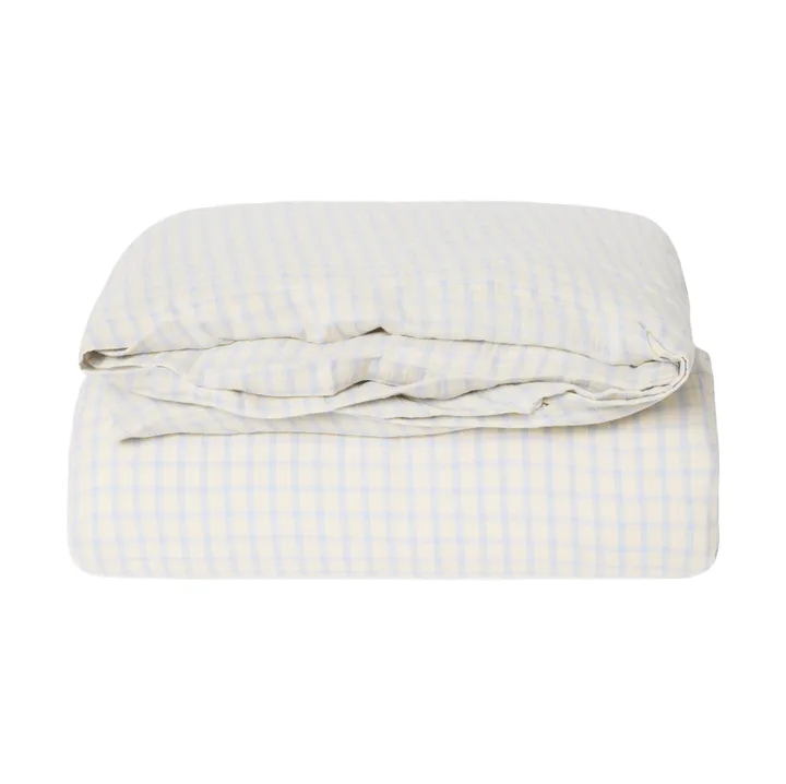 Gingham Sky Blue Muslin påslakan - 150x210 cm - Garbo&Friends