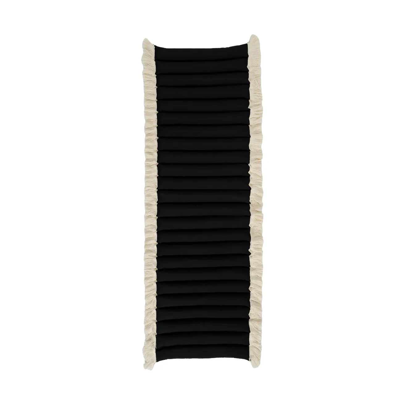 Garden Glory sittdyna med fransar, Svart, offwhite frans, 38x120 cm Garden Glory