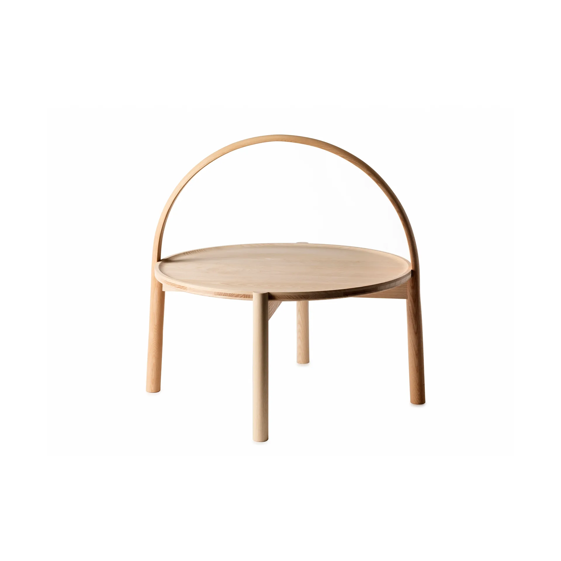 Elna soffbord, Ask-white-Ø60 cm m. bygel Gärsnäs