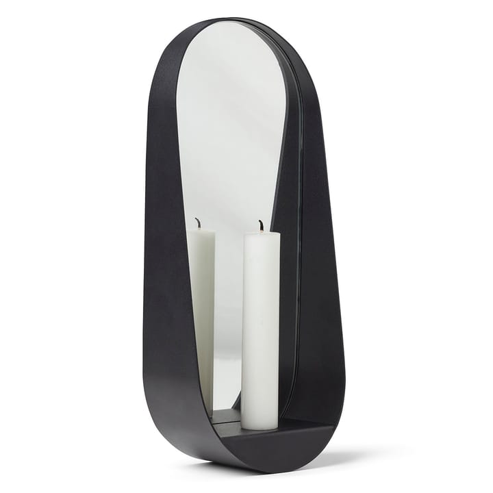 Glim spegel/ljusstake oval 12x28 cm, Svart Gejst