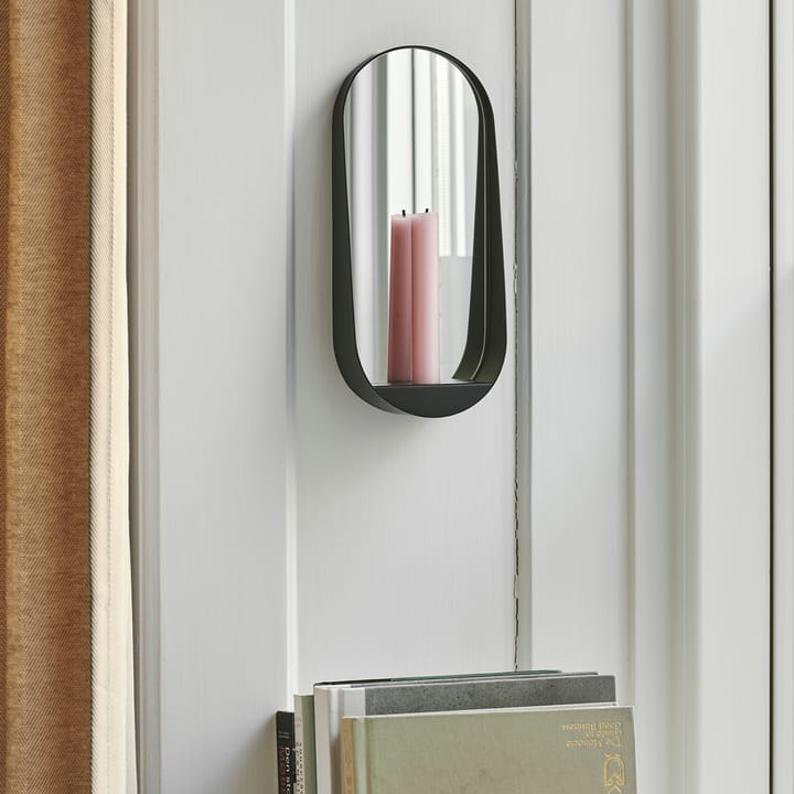 Glim spegel/ljusstake oval 12x28 cm, Svart Gejst