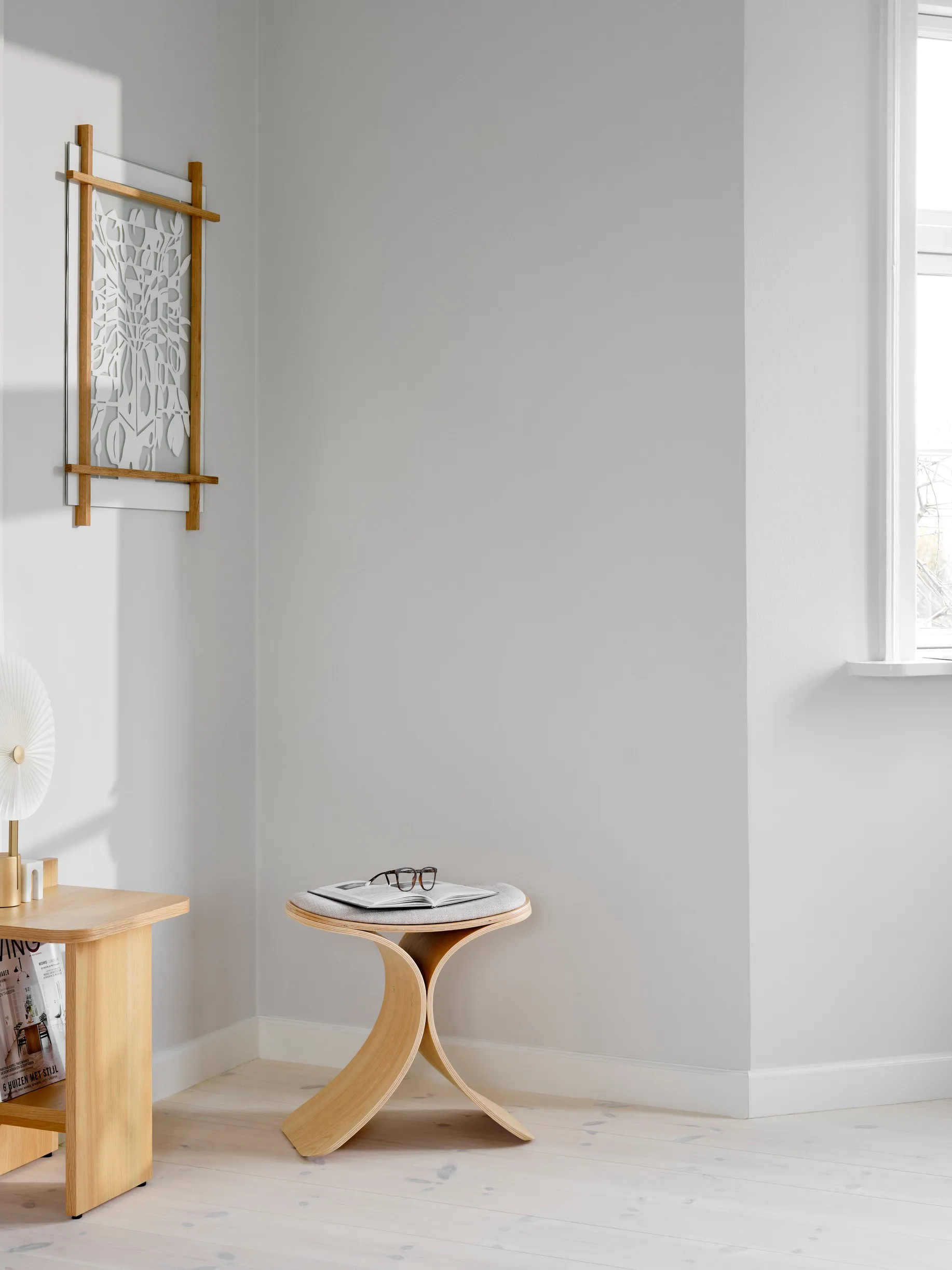 Luno pall 48x28x72 cm, Ek-beige textil Gejst