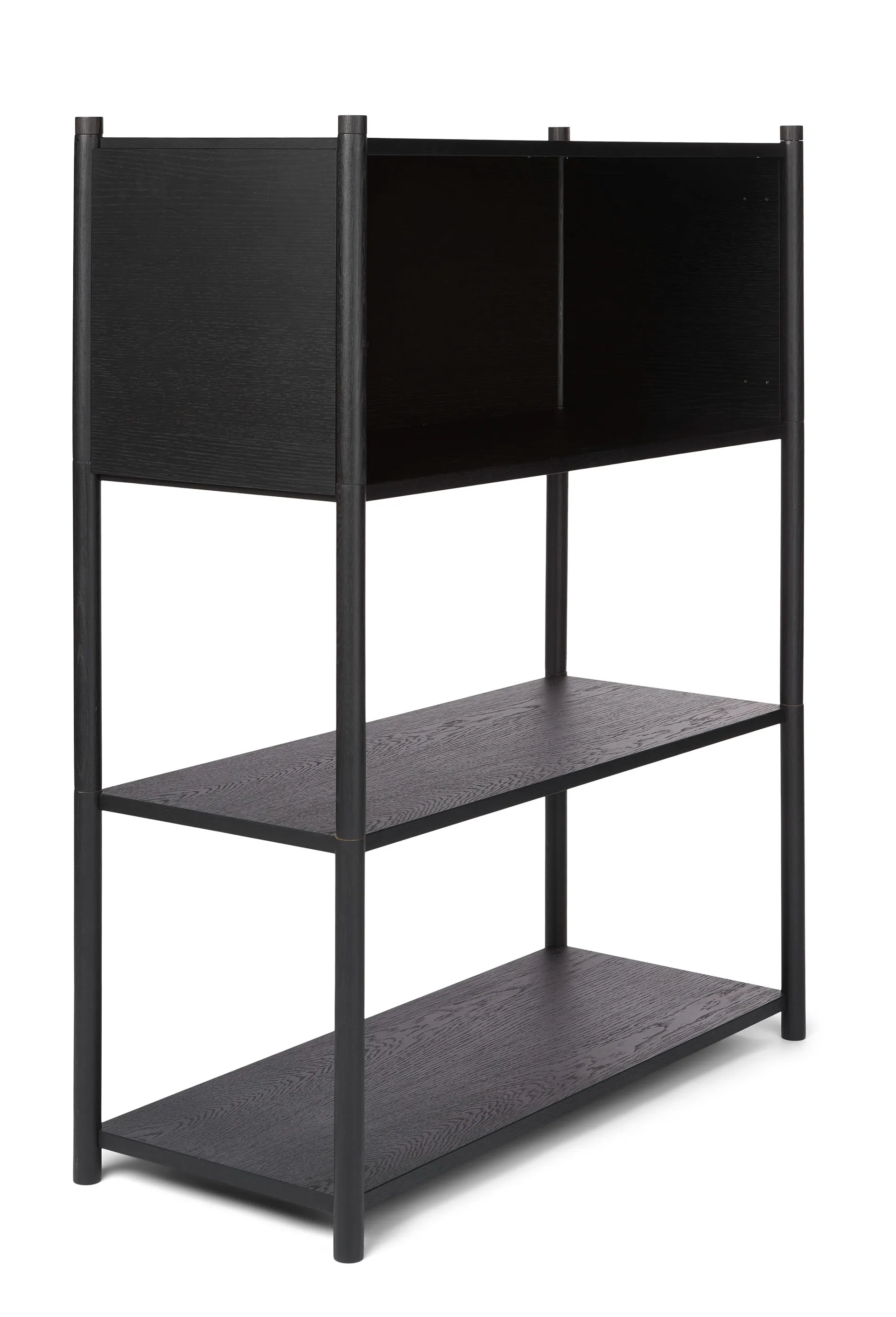 Sceene bookcase B, Svartbetsad ek Gejst