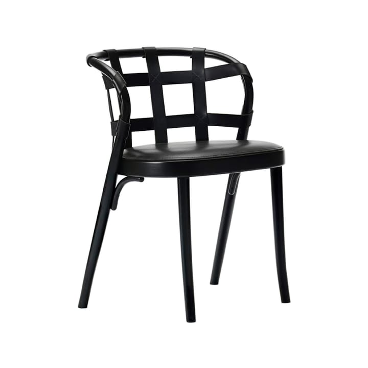 Collage stol - läder svartolja kol, svart läder, stoppad sits - Gemla