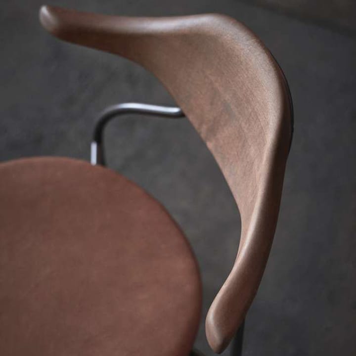 Hilma stol stålstativ - Cognac läder-Svart-Rödbrun trä - Gemla