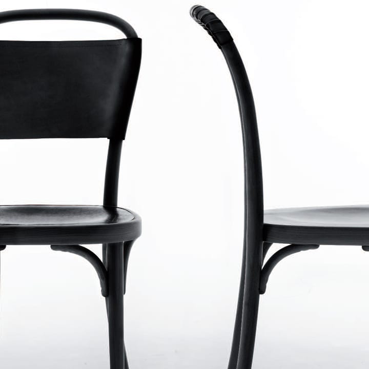 Vilda 3 stol läderklädd - Svartlackerad bok-Svart - Gemla