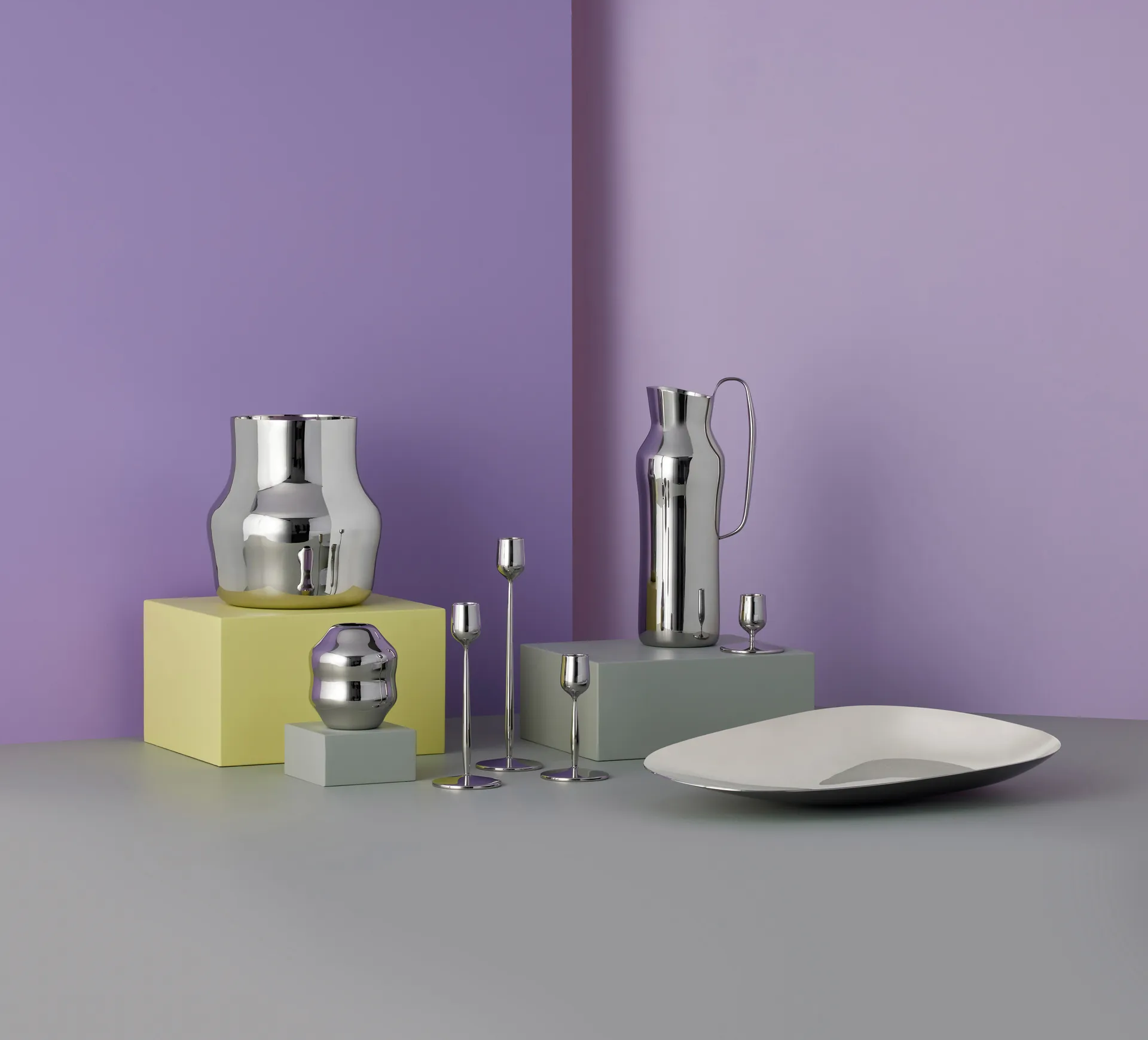 Dorotea ljusstake 18 cm, Blankt stål Gense