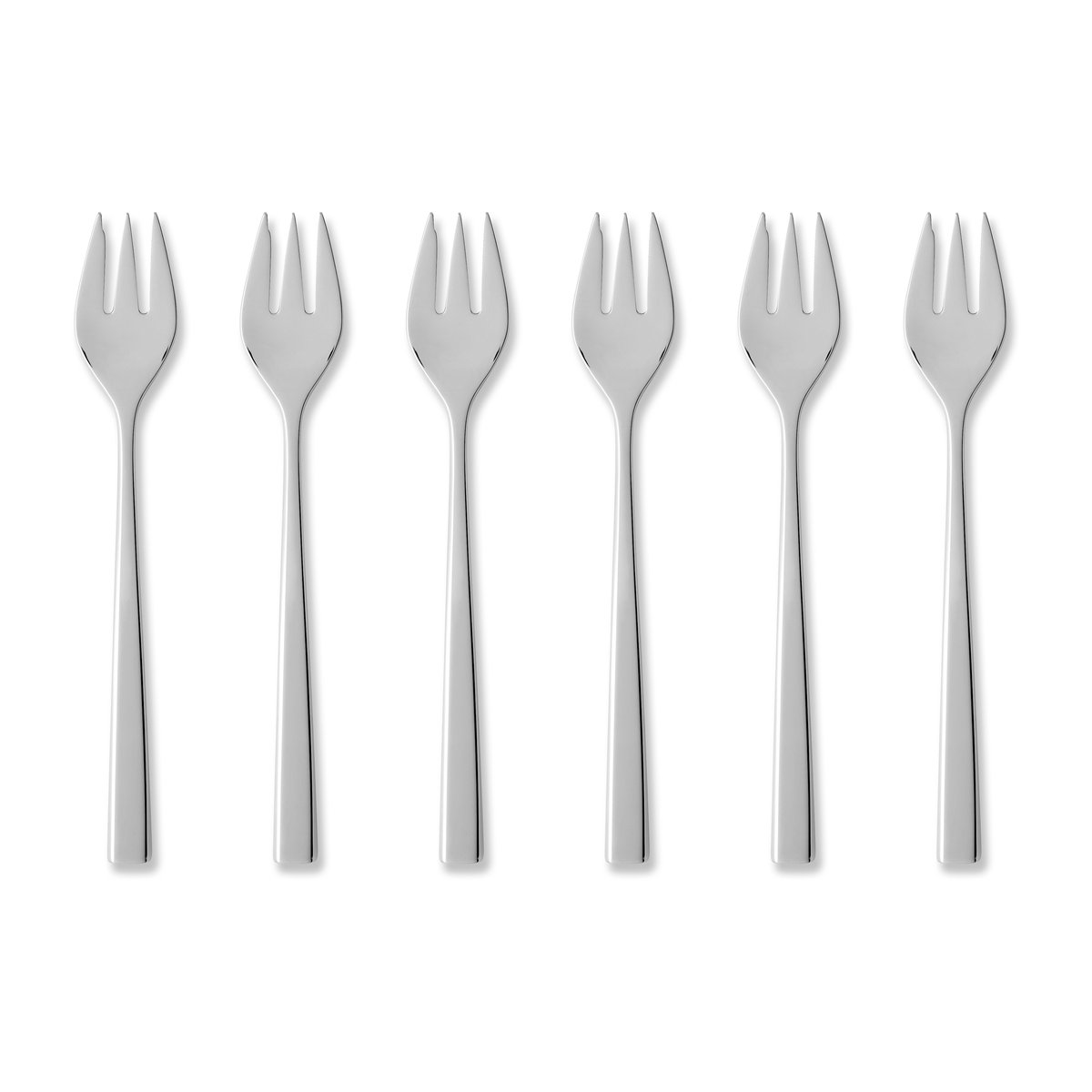 Gense Fuga tårtgaffel 6-pack Rostfritt stål | Skandinavisk Design | Dessertbestick | Silverfärgad