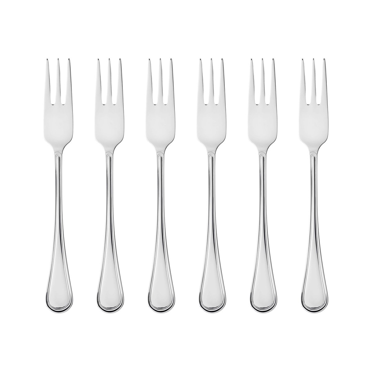 Gense Oxford tårtgaffel 6-pack Rostfritt stål | Skandinavisk Design | Dessertbestick | Silverfärgad