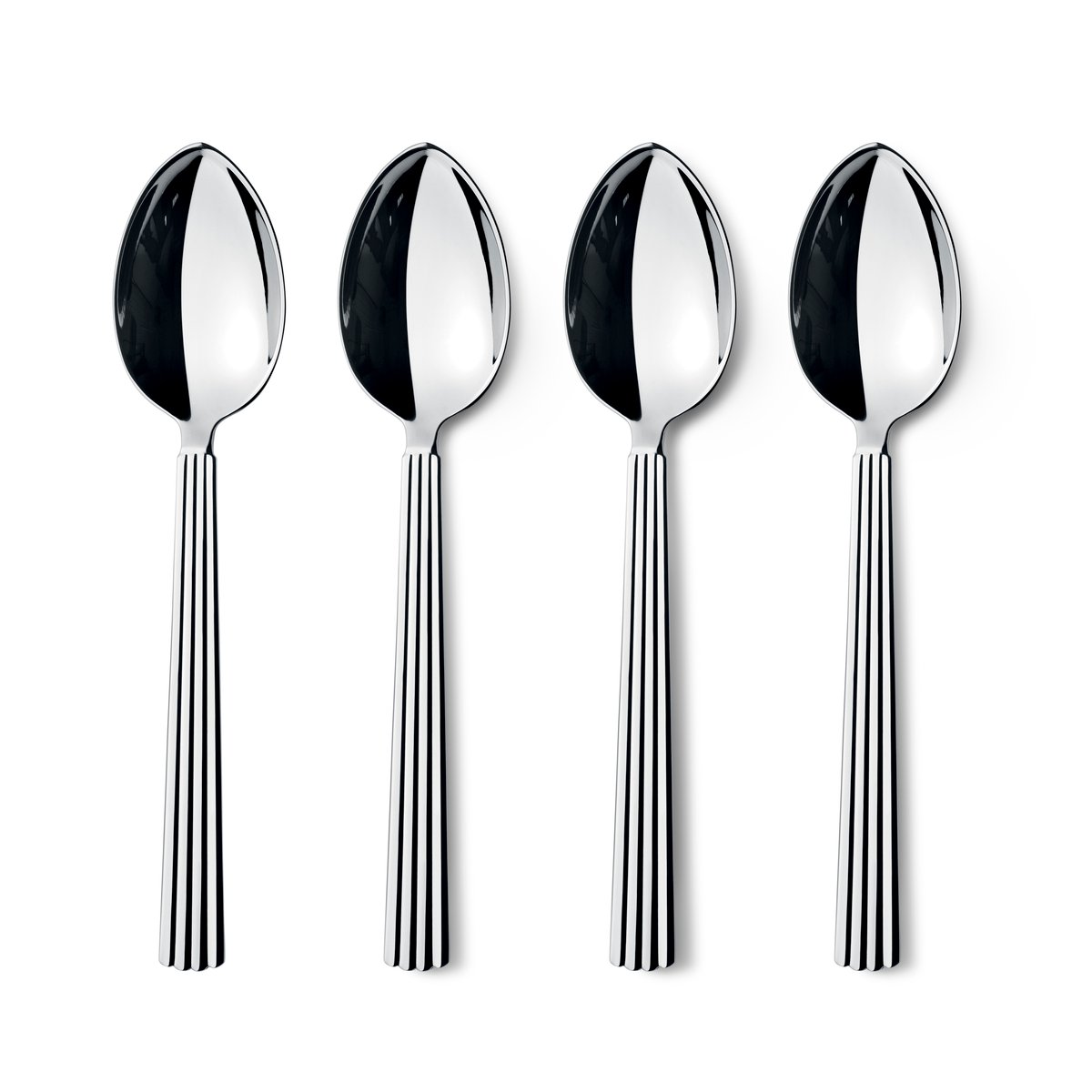 Georg Jensen Bernadotte dessertsked 4-pack | Skandinavisk Design | Dessertbestick | Silverfärgad