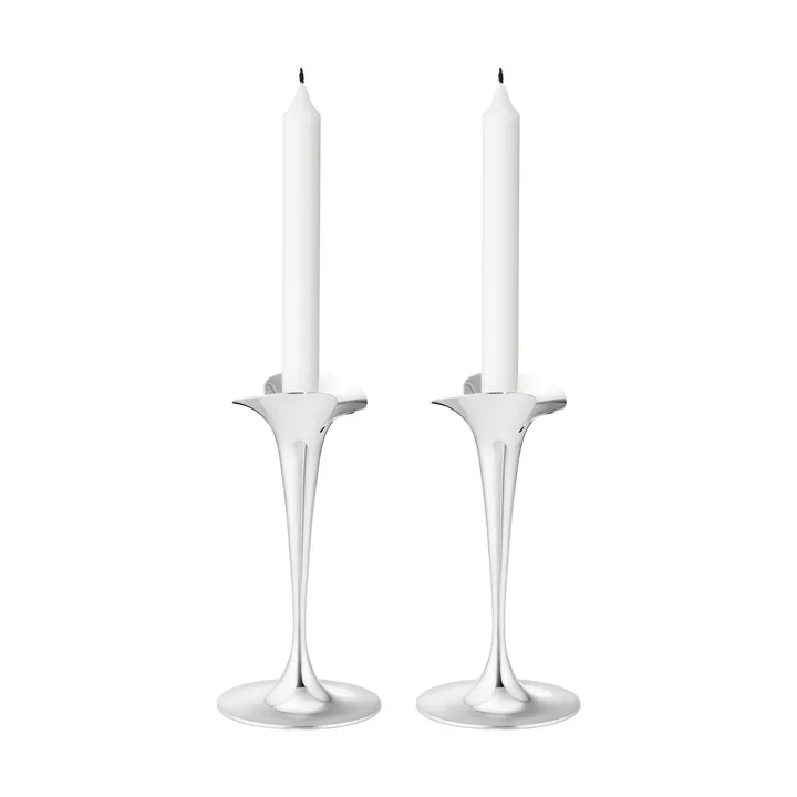 Bloom ljusstakar för kronljus - Rostfritt stål, små, 2-pack - Georg Jensen