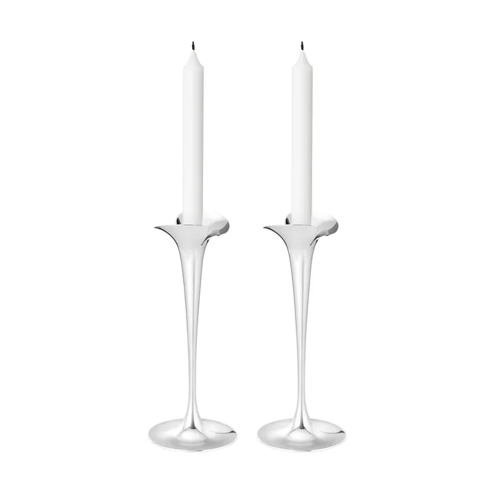 Bloom ljusstakar för kronljus - Rostfritt stål, stora, 2-pack - Georg Jensen