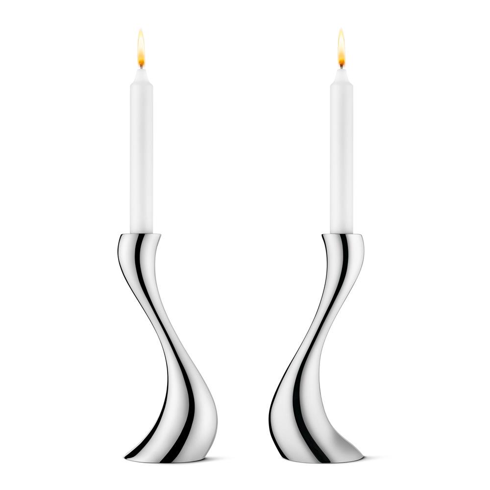 Georg Jensen Cobra ljusstake 2-pack medium, 20 cm | Skandinavisk Design | Ljusstakar | Grå