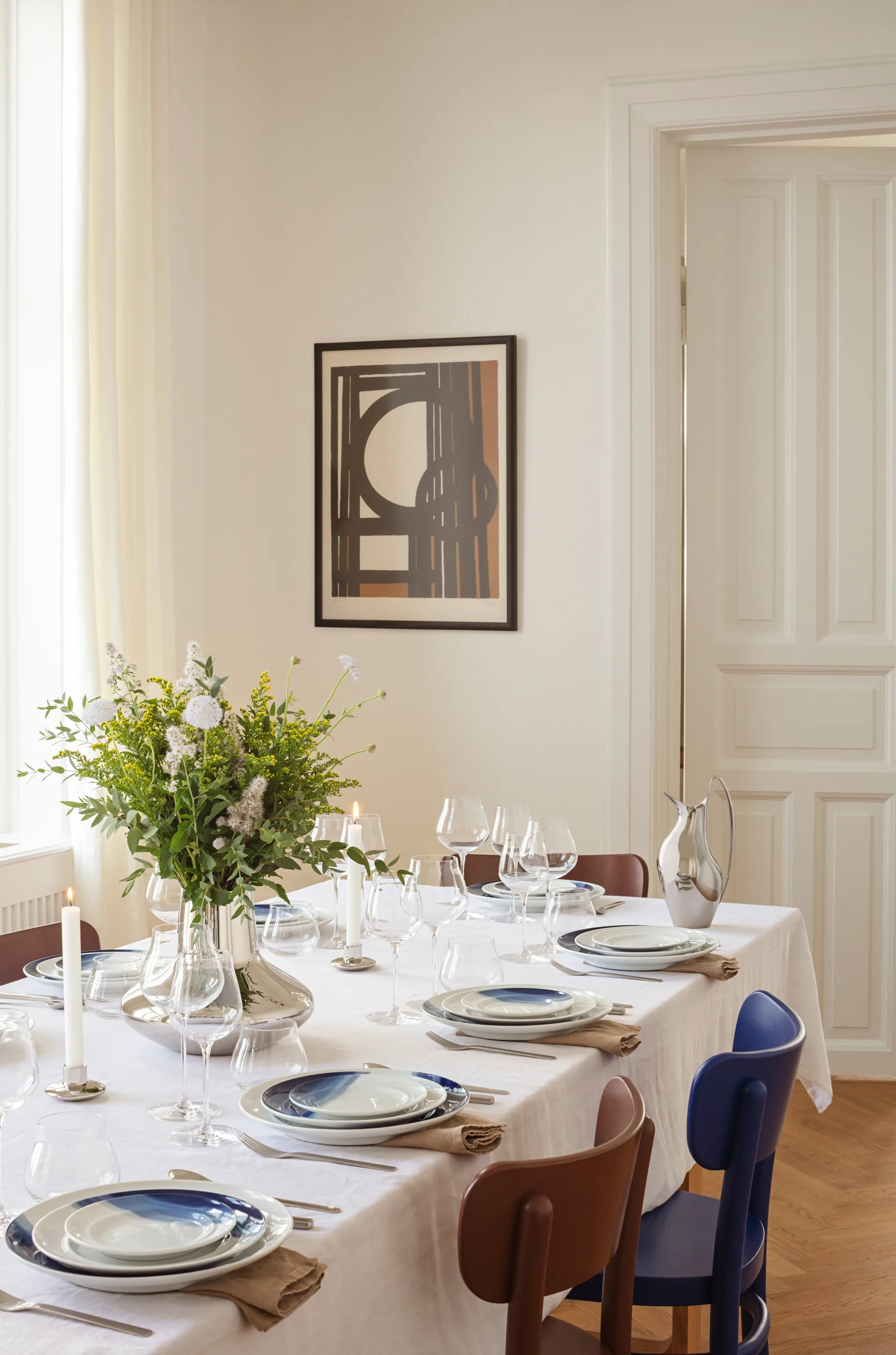 Koppel lunchtallrik dekor Ø22 cm, Vit-blå Georg Jensen