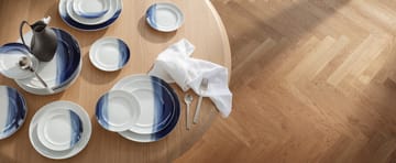 Koppel lunchtallrik dekor Ø22 cm - Vit-blå - Georg Jensen
