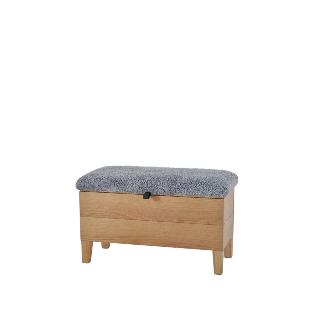 Enok 90 dubbel bänk fårskinnsdyna, Grafit-hårdvaxoljad ek-svart Givarps