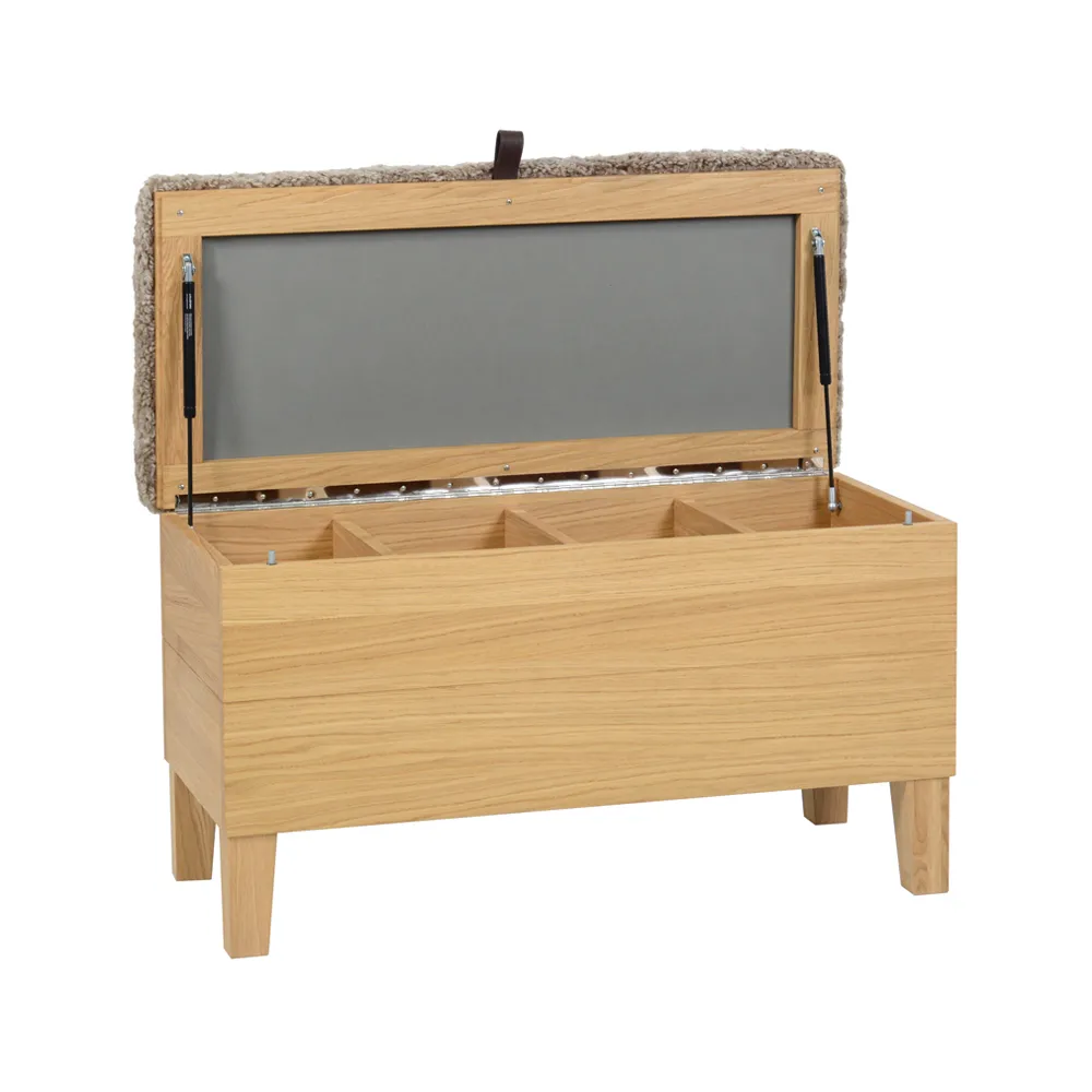 Enok 90 dubbel bänk fårskinnsdyna, Grafit-svart-svart lädersleif Givarps