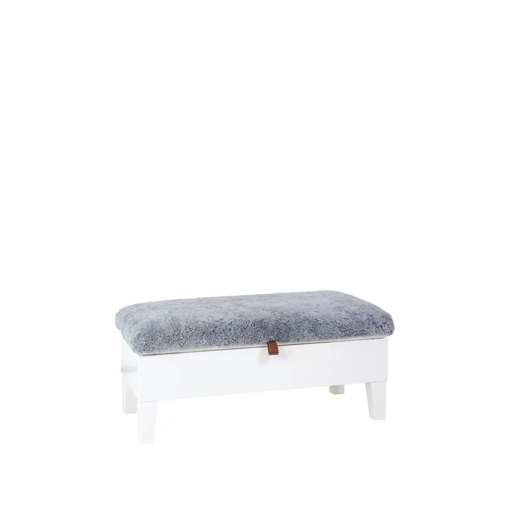 Enok 90 förvaringsbänk, fårskinn grafit-brun slejf Givarps