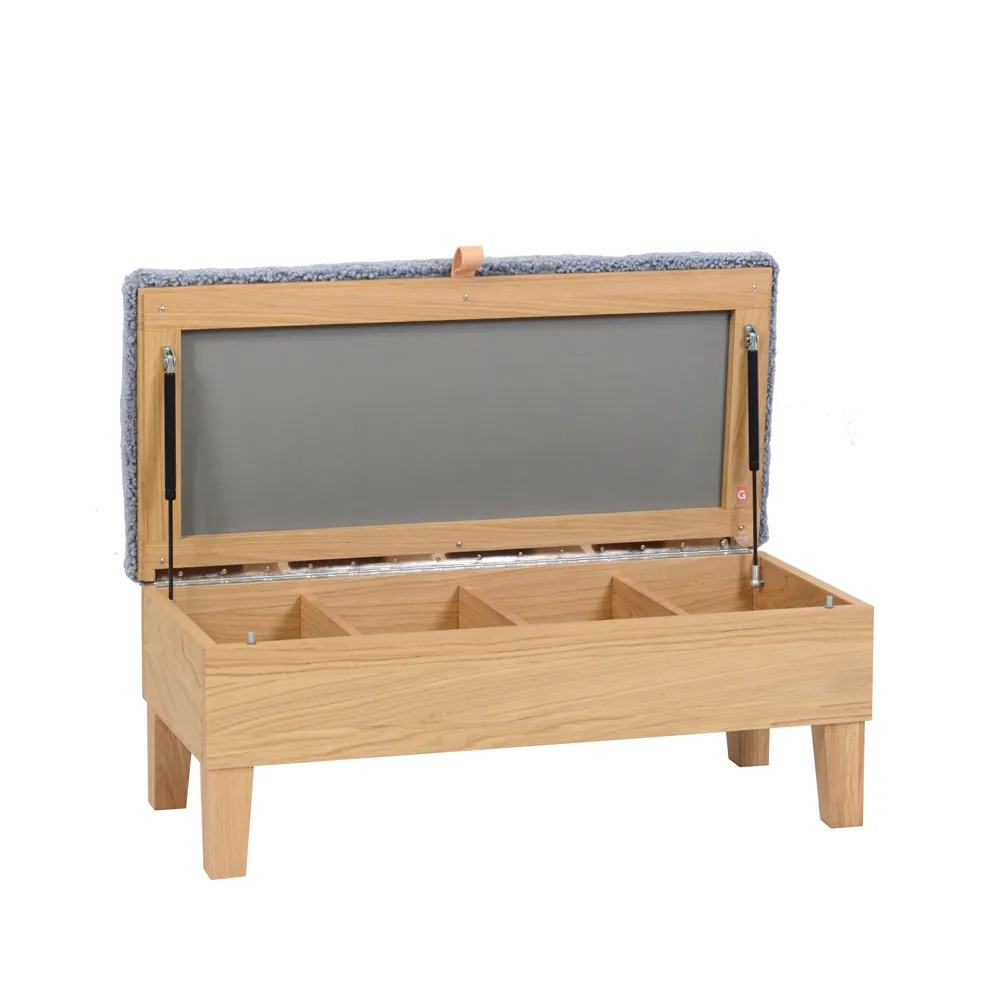 Enok 90 förvaringsbänk, fårskinn grafit-vit läderslejf Givarps