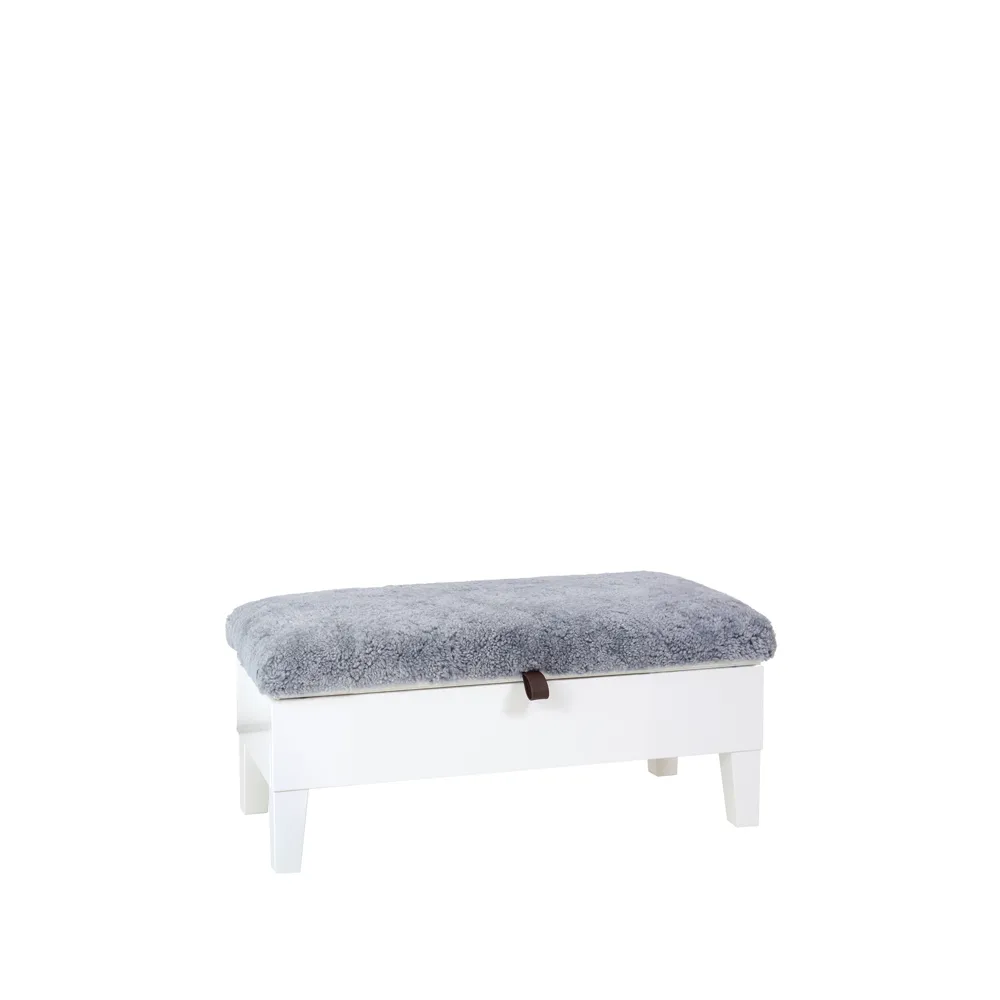 Enok 90 förvaringsbänk, Grafit-vit-brun lädersleif Givarps