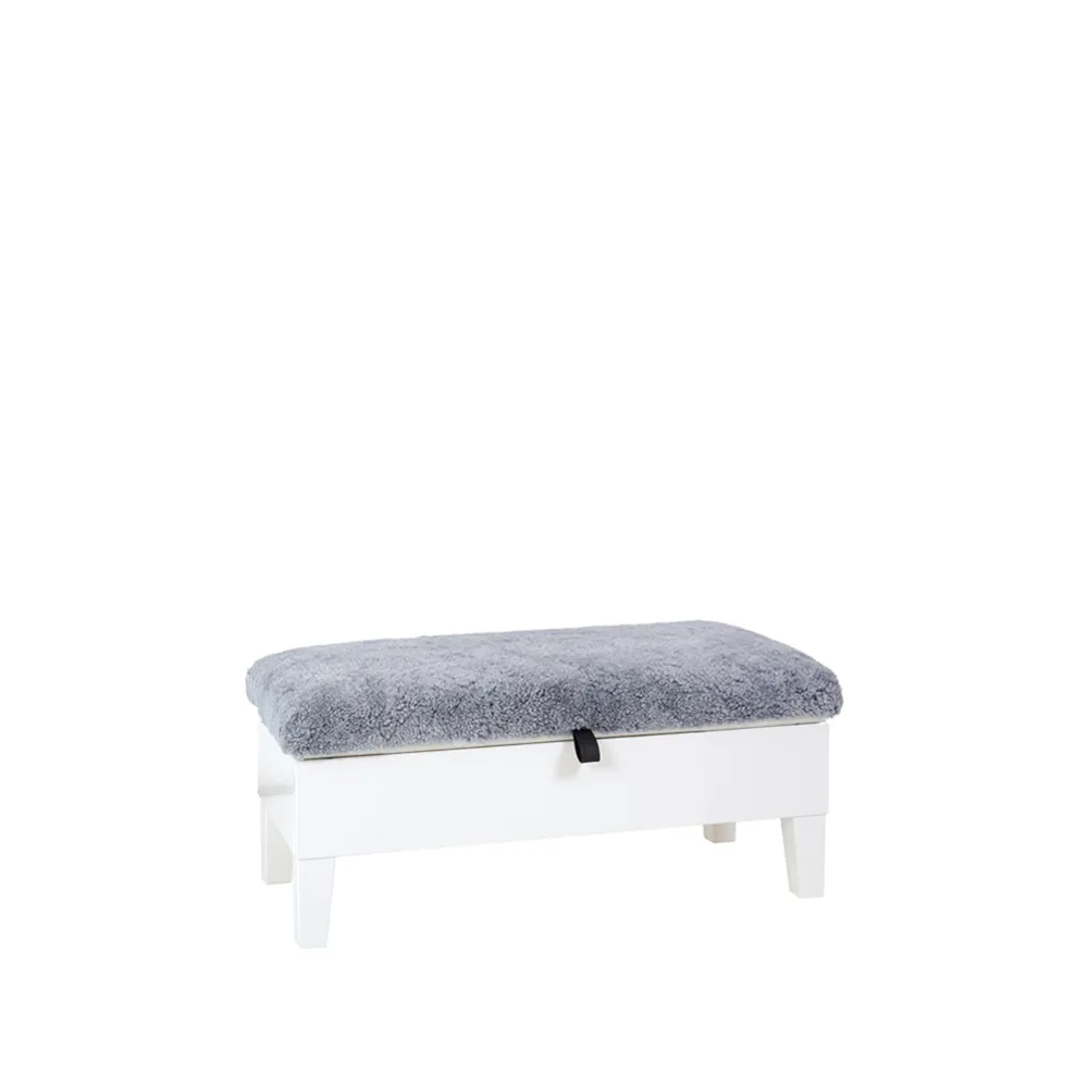 Enok 90 förvaringsbänk, Grafit-vit-svart lädersleif Givarps