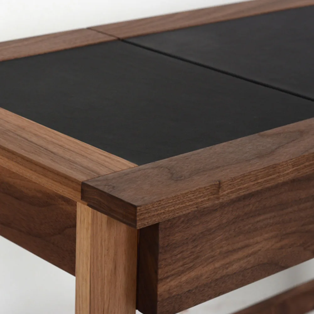 Olof skrivbord läder, Elmosoft grå-kritvit Givarps