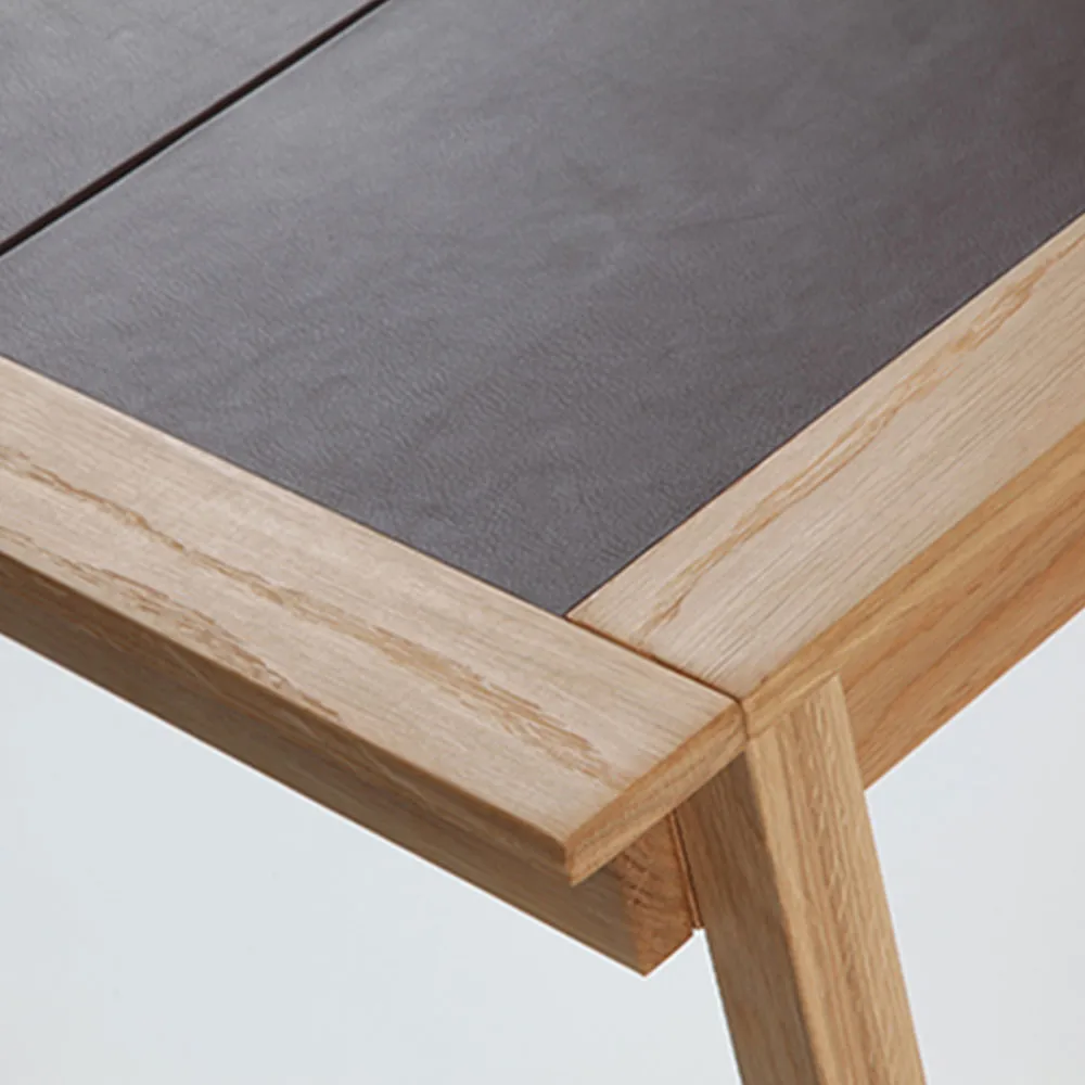 Olof skrivbord läder, Elmosoft grå-kritvit Givarps