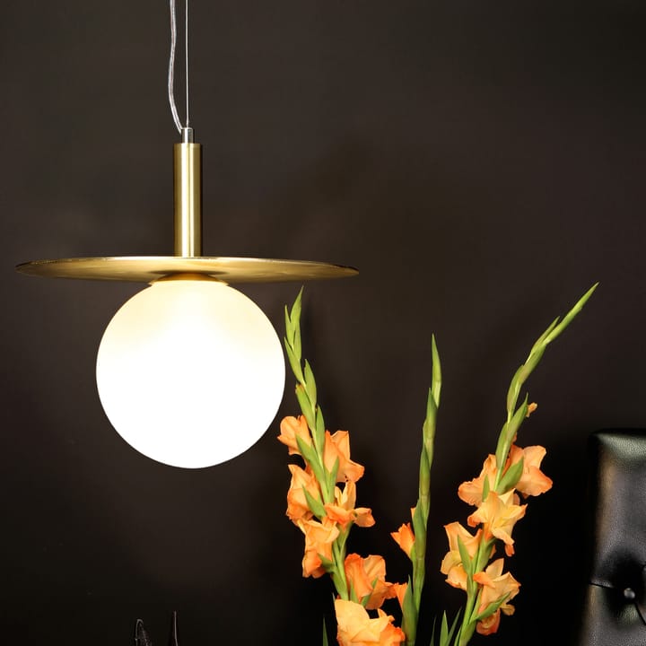 Art Deco taklampa, Mässing-opalglas Globen Lighting