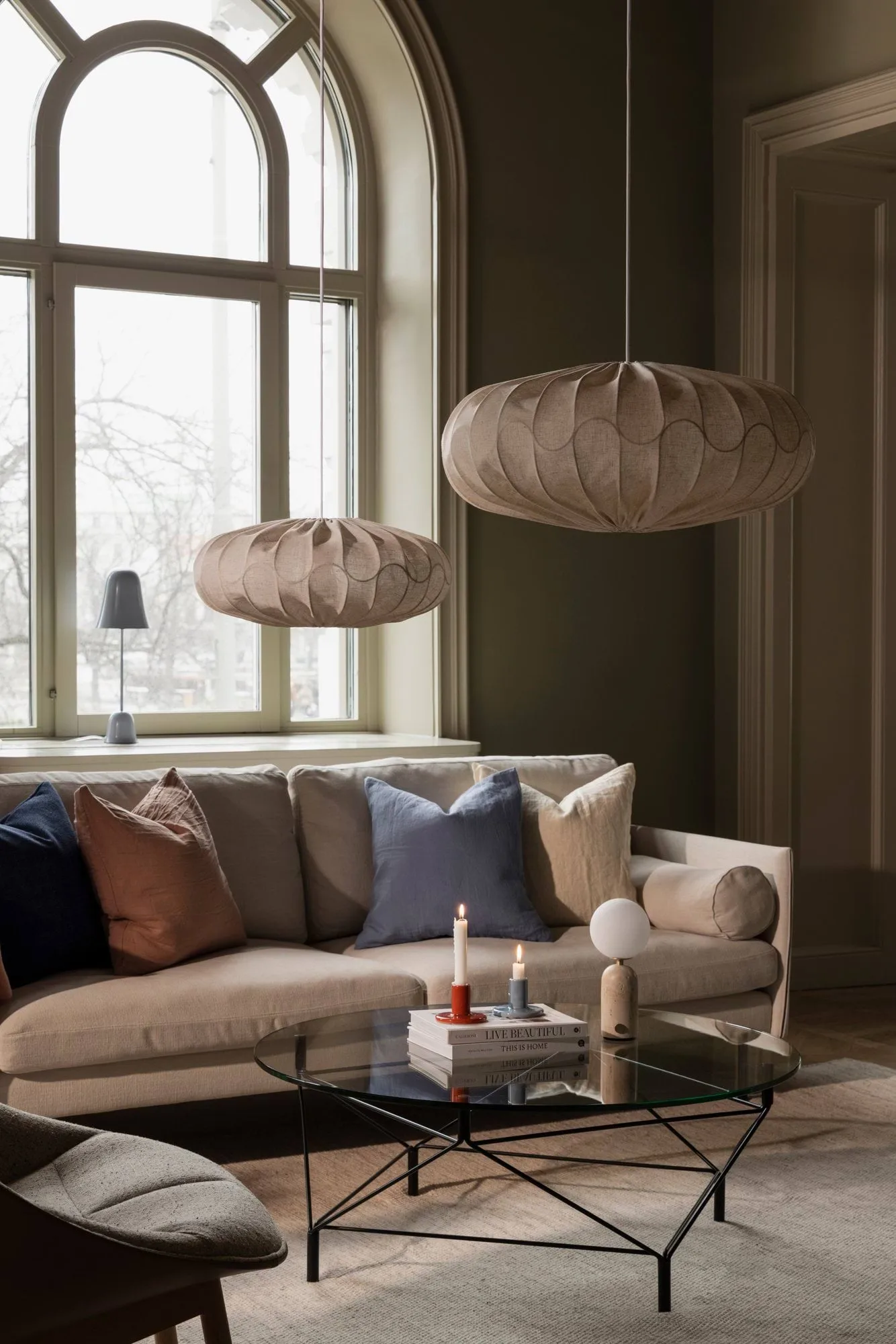 Bladverk lampskärm Ø70 cm, Beige Globen Lighting