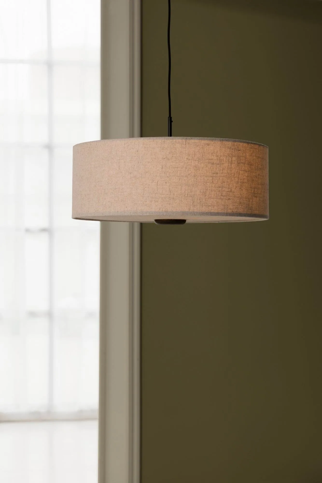 Bosco pendel, Beige, brunbetsad ek, Ø55 cm Globen Lighting