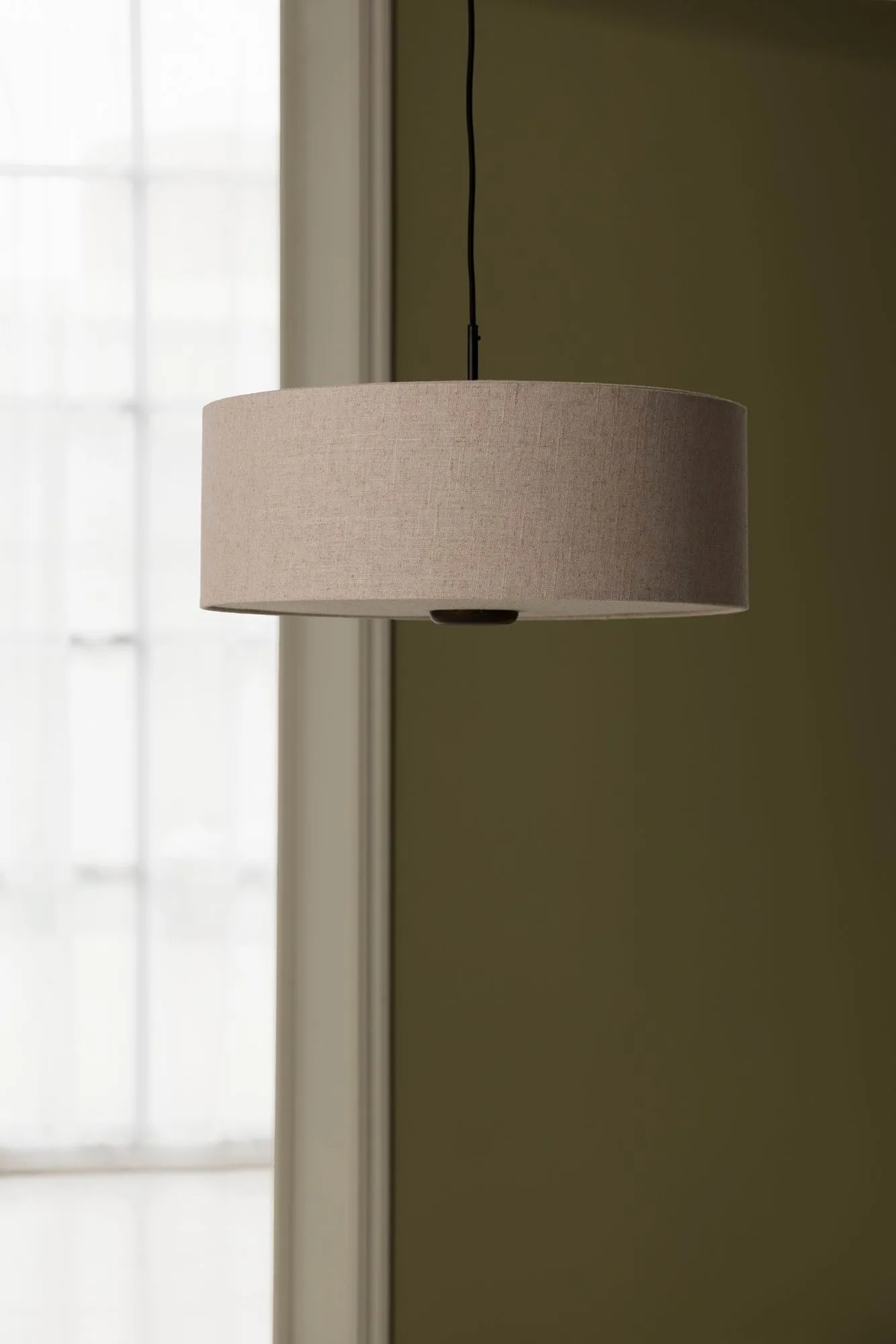 Bosco pendel, Beige, brunbetsad ek, Ø55 cm Globen Lighting
