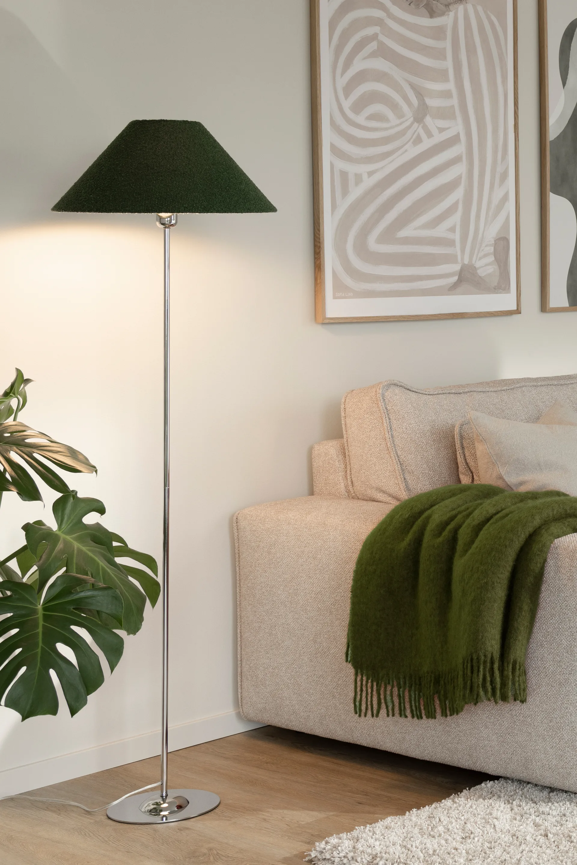 Iris 45 lampskärm, Bouclé mossgrön Globen Lighting