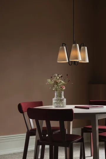 Lou pendel - 3, Vit bouclé-svart, 46x46 cm - Globen Lighting