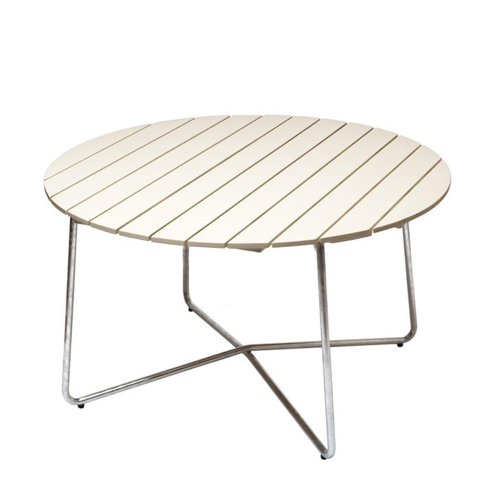 9A matbord - Vitlackad ek Ø120 cm - Grythyttan Stålmöbler