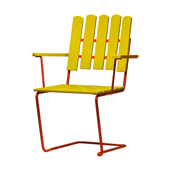 A2 fåtölj Limited Edition, Yellow lacquered oak-orange base Grythyttan Stålmöbler