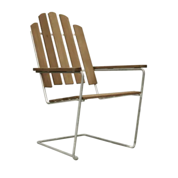 A3 solstol - Teak-varmförzinkat stativ - Grythyttan Stålmöbler