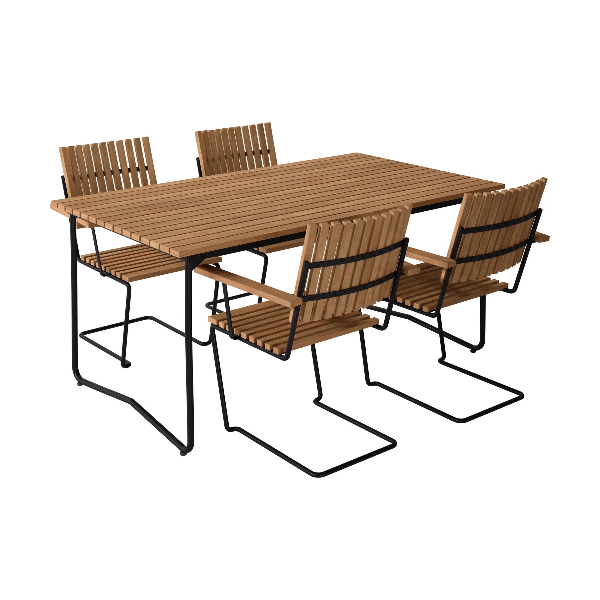Bovik bord + 4 stolar, teak-black,  Grythyttan Stålmöbler