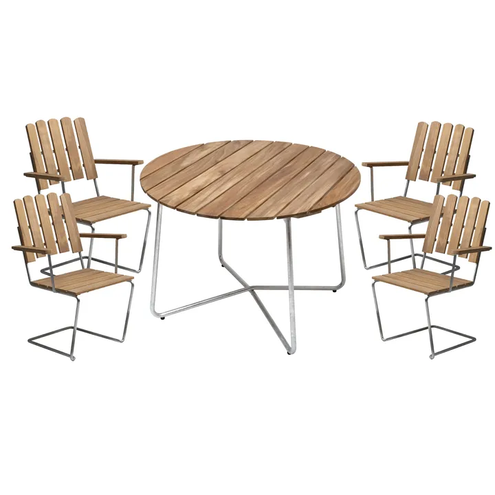 Grythyttan matgrupp ø100 cm - teak - Grythyttan Stålmöbler