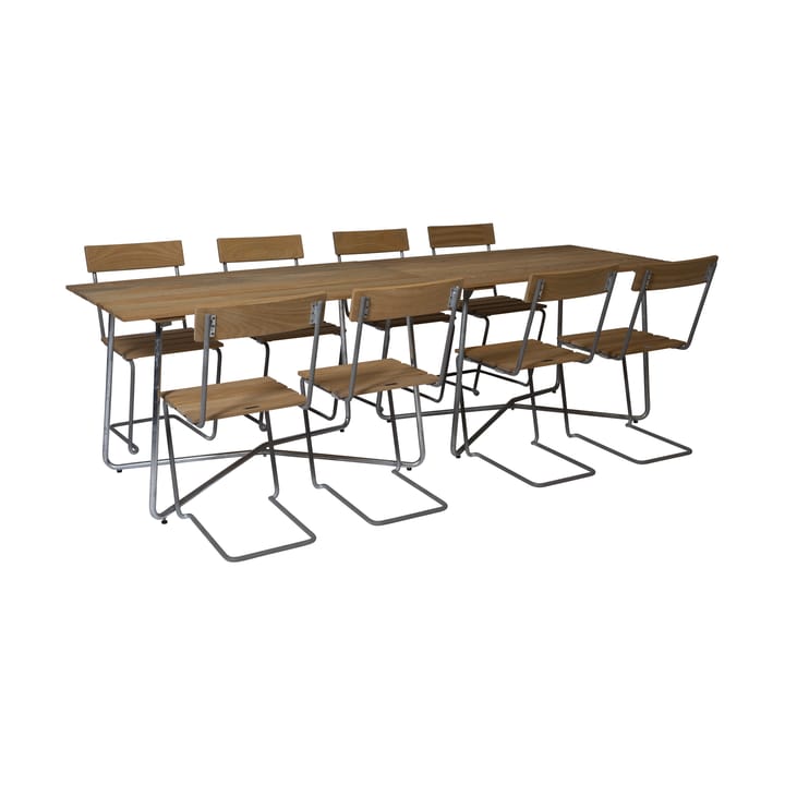 Grythyttan matgrupp 2st B25A + 8st Stol 1 oljad ek - undefined - Grythyttan Stålmöbler