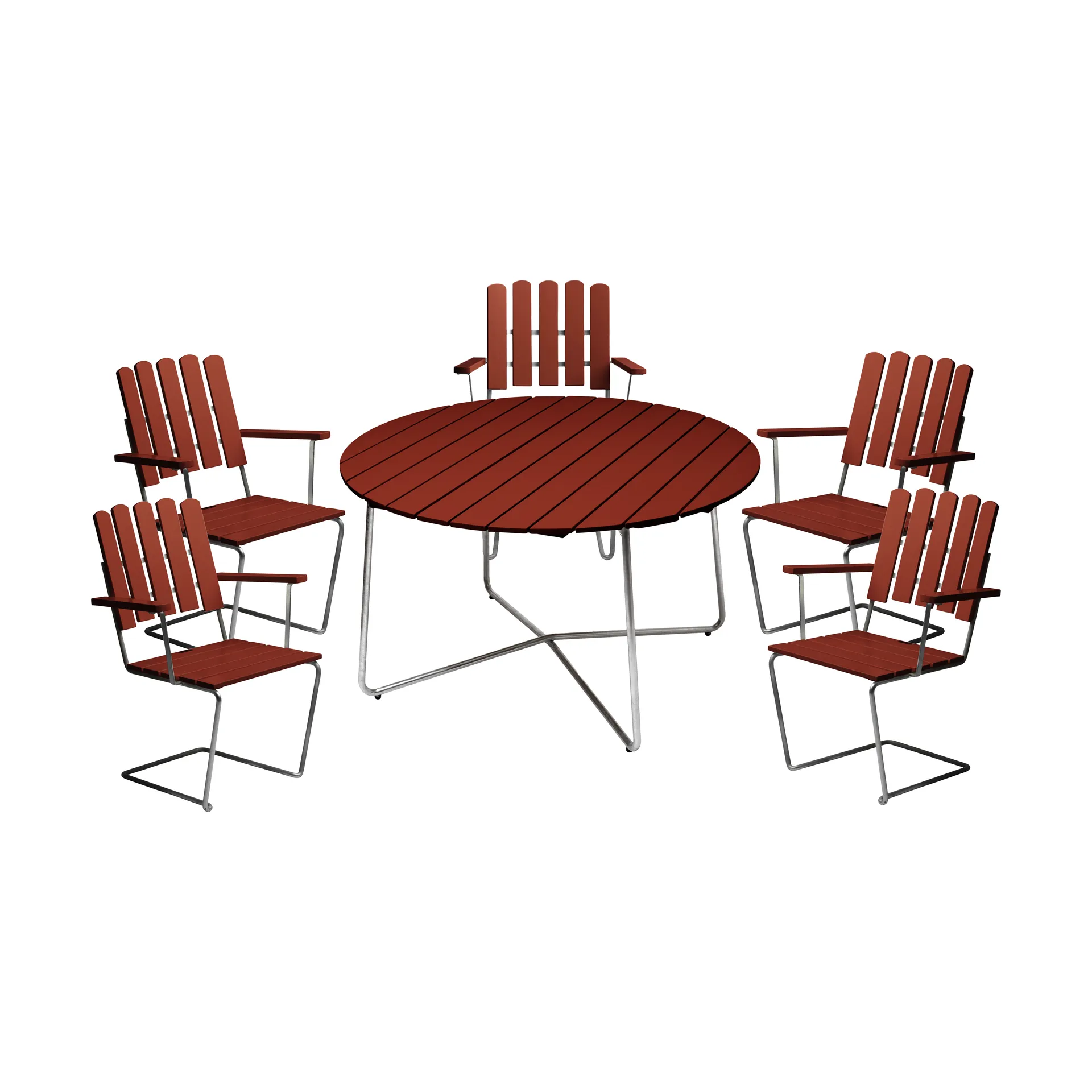 Grythyttan matgrupp 9A 120 + 5st A2 mörkröd Grythyttan Stålmöbler