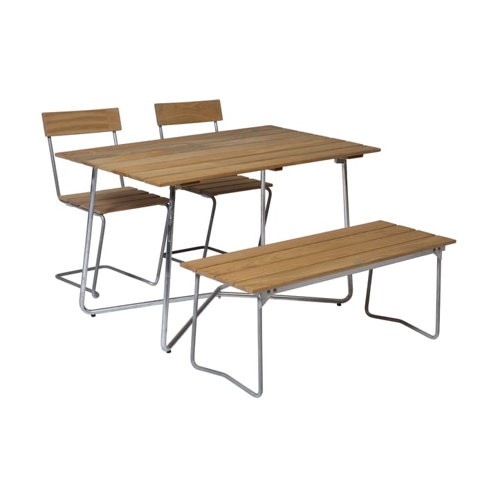 Grythyttan matgrupp B25A + 2st Stol 1 + Bänk 8 oljad ek - undefined - Grythyttan Stålmöbler