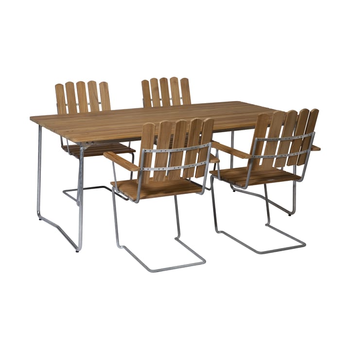 Grythyttan matgrupp teak B31 170cm + 4st A2 - undefined - Grythyttan Stålmöbler