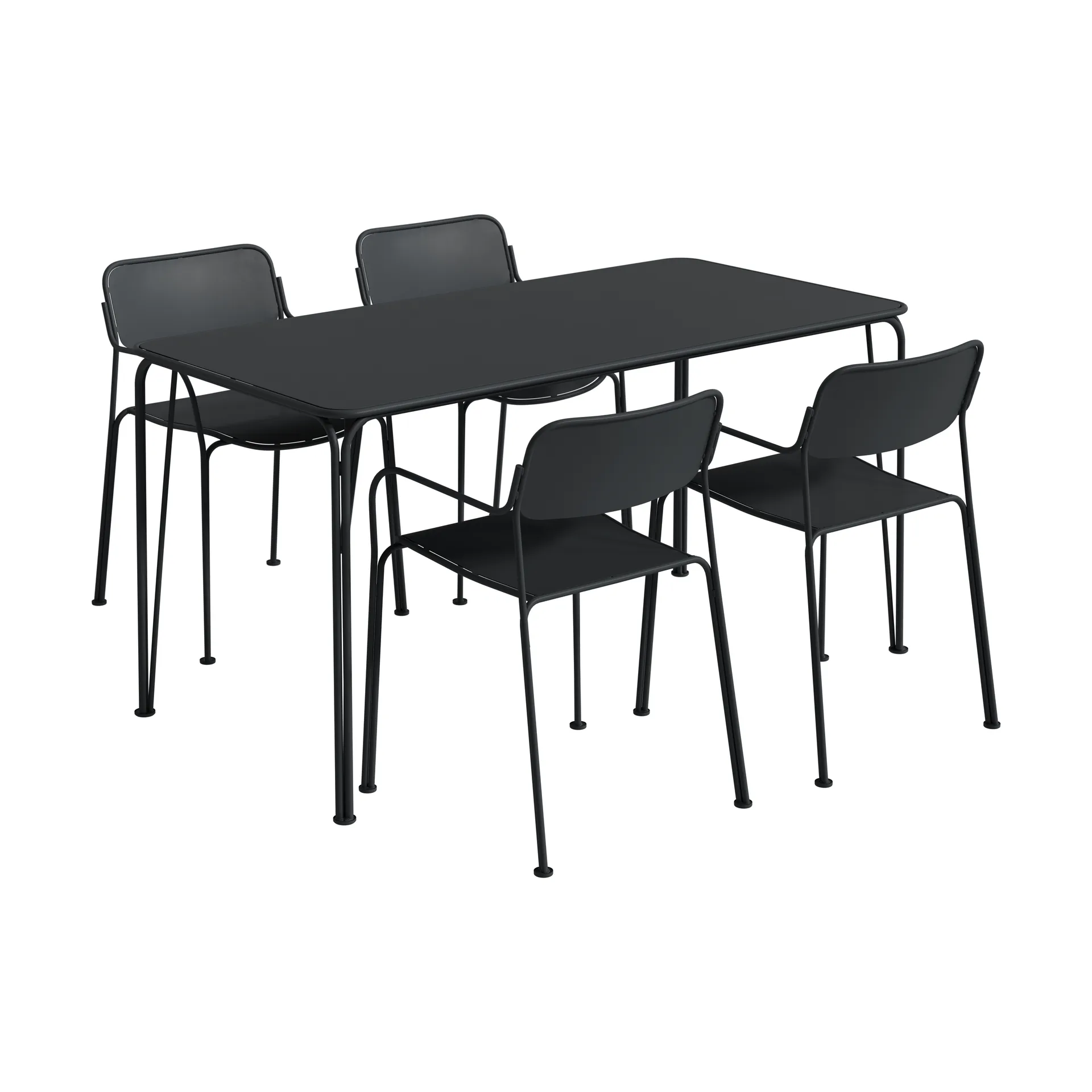 Libelle bord 140 + 4 stolar, graphite grey,  Grythyttan Stålmöbler