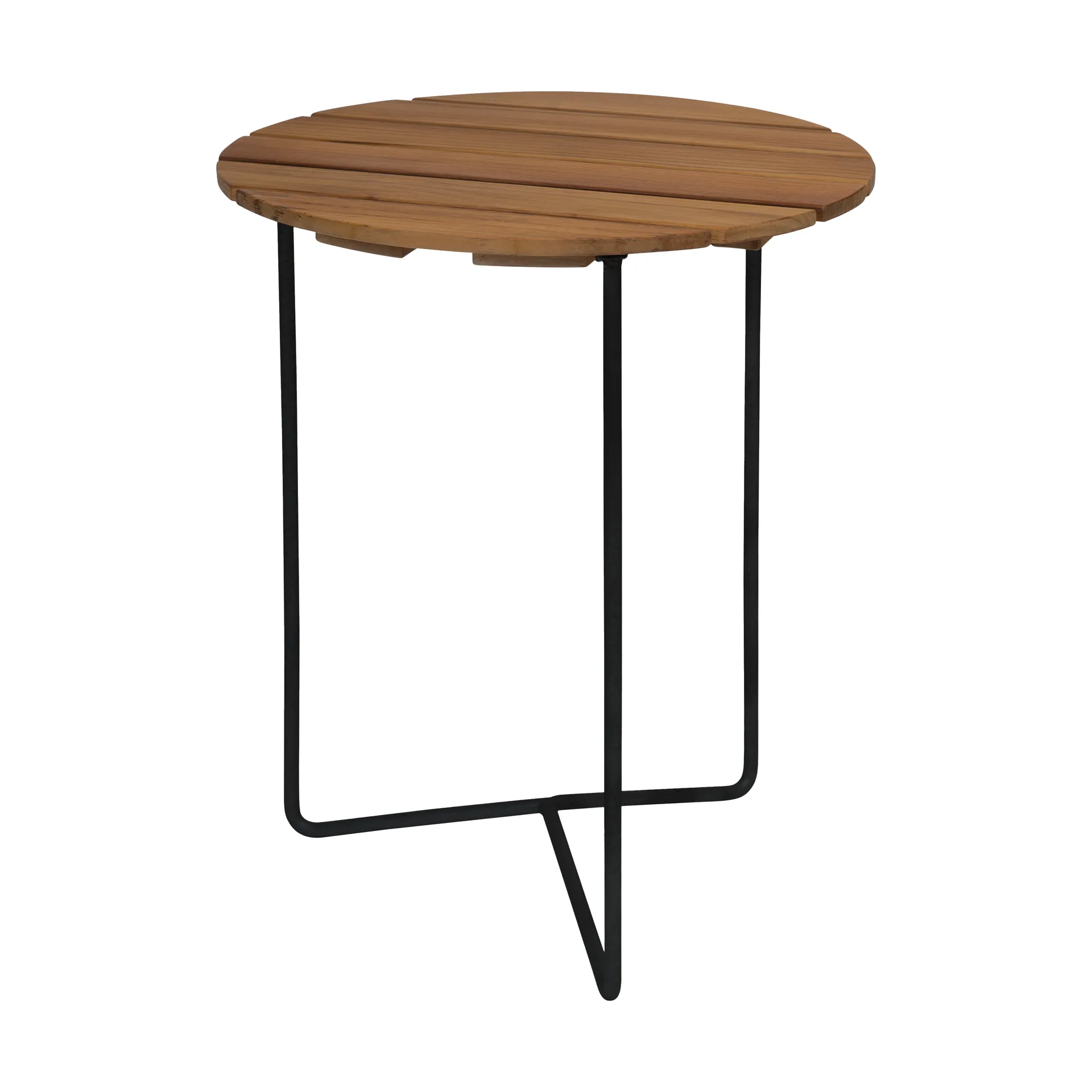 Table 6B bord, Obehandlad teak-svart, Ø60 cm Grythyttan Stålmöbler