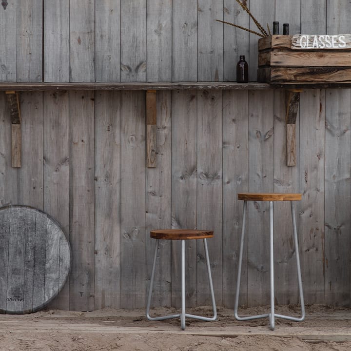 V-1 pall, Teak-63-varmförzinkad stålstativ Grythyttan Stålmöbler
