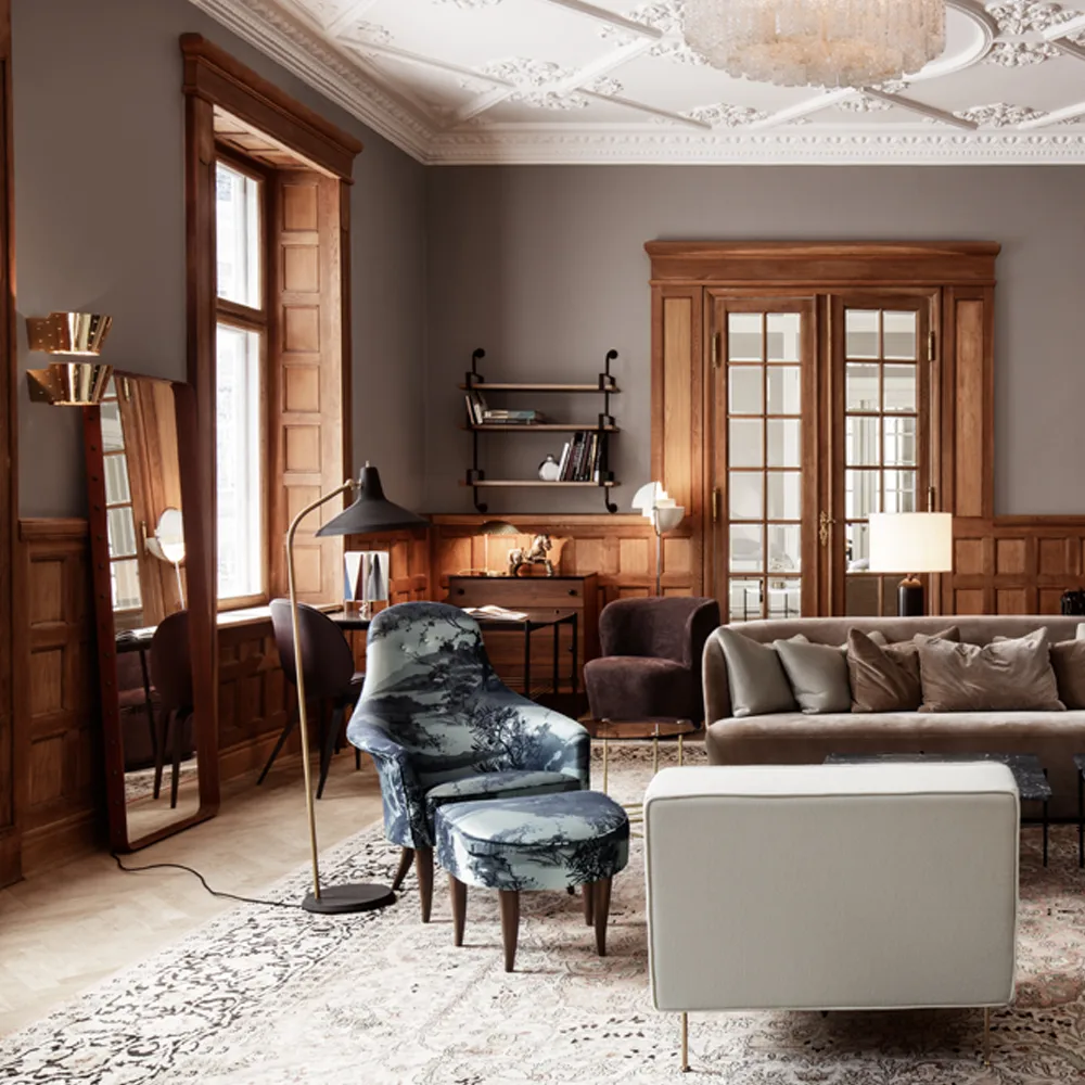 Adnet rektangulär spegel, black, medium GUBI