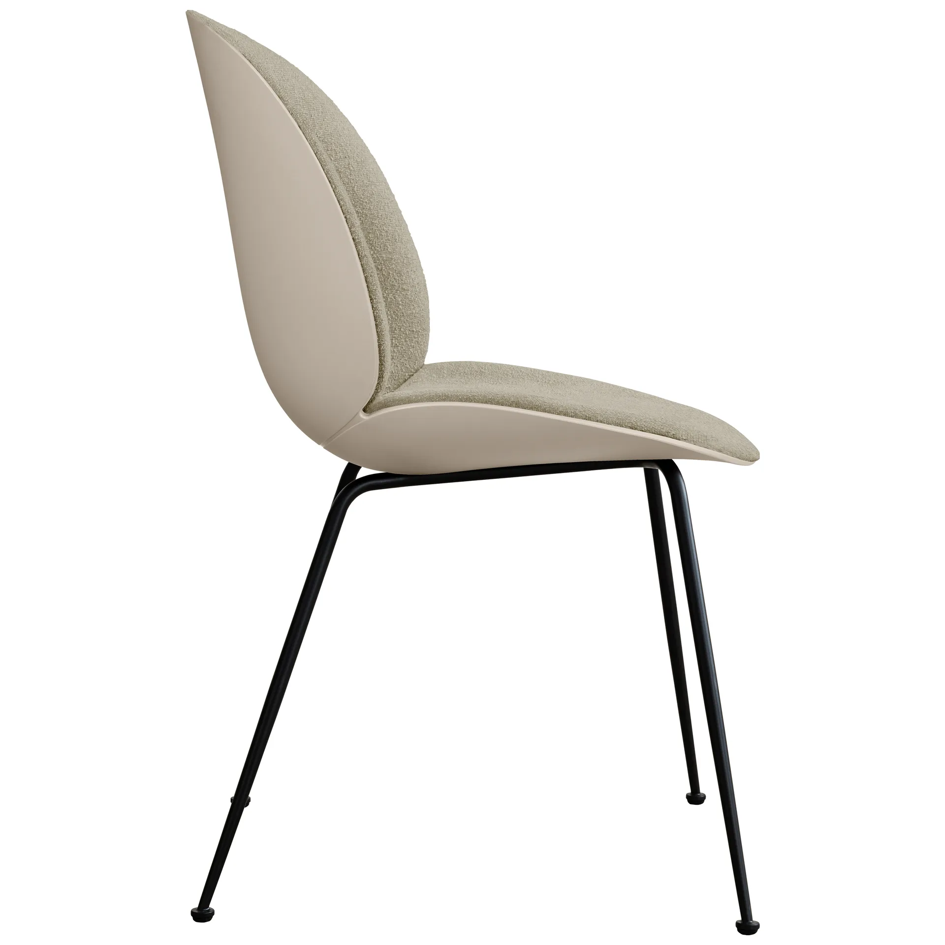 Beetle dining chair front upholstered conic base, New Beige-Light Bouclé 008 GUBI