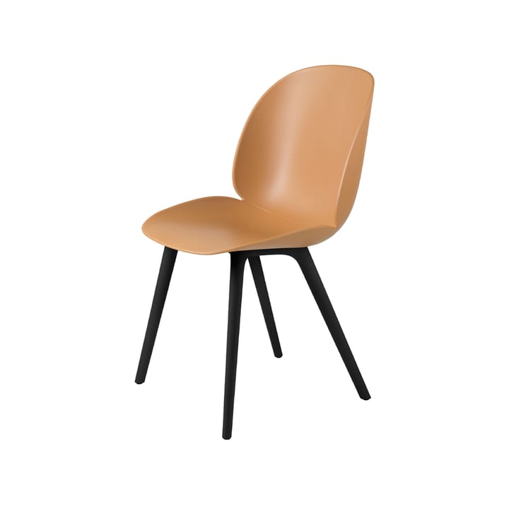 Beetle Plastic stol - amber brown, svarta ben - GUBI
