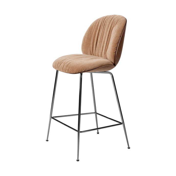 Beetle Soft barstol 65 cm framsidesklädd - Belsuede Dedar 132-lackerad valnöt-svart krom - GUBI